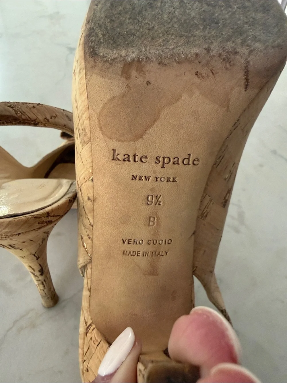 Kate Spade Slingback Peep-Toe Heels in Natural Cork
